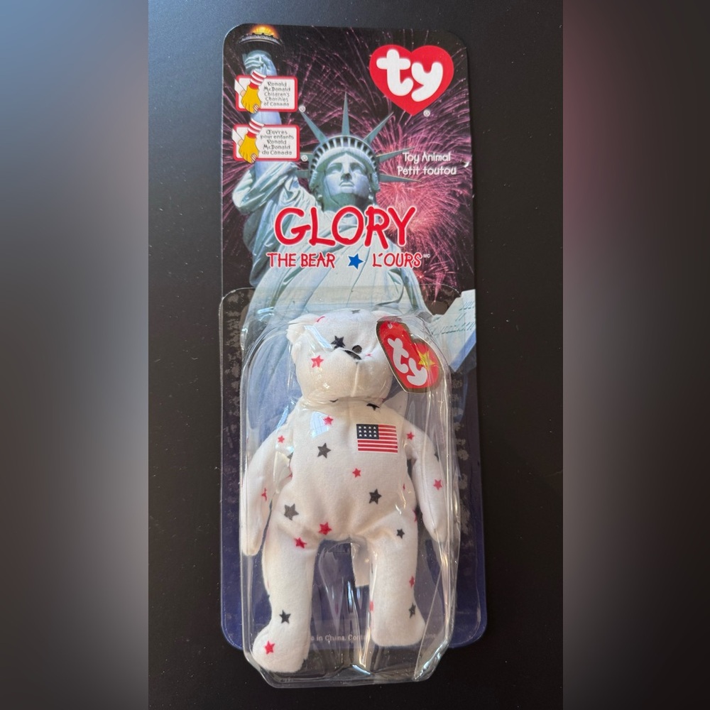 Ty Teenie Beanie “Glory” Bear NIB McDonald’s 
International Bears Release